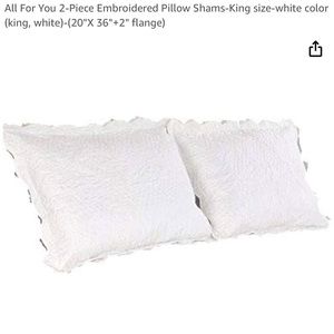 King Size White Quilted Pillow Shams by All for you. NWT never opened.